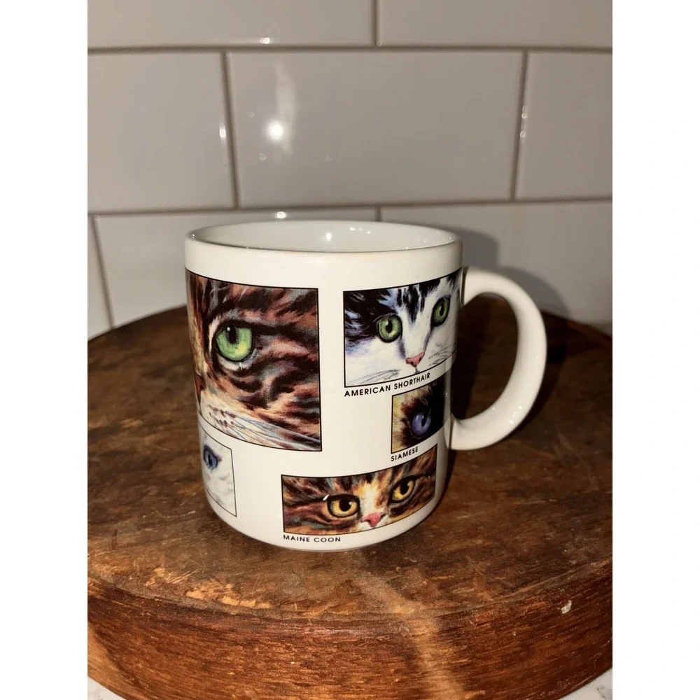 Lang & Wise Cat Mug‎ Calico Faces Multi-Color Eyes